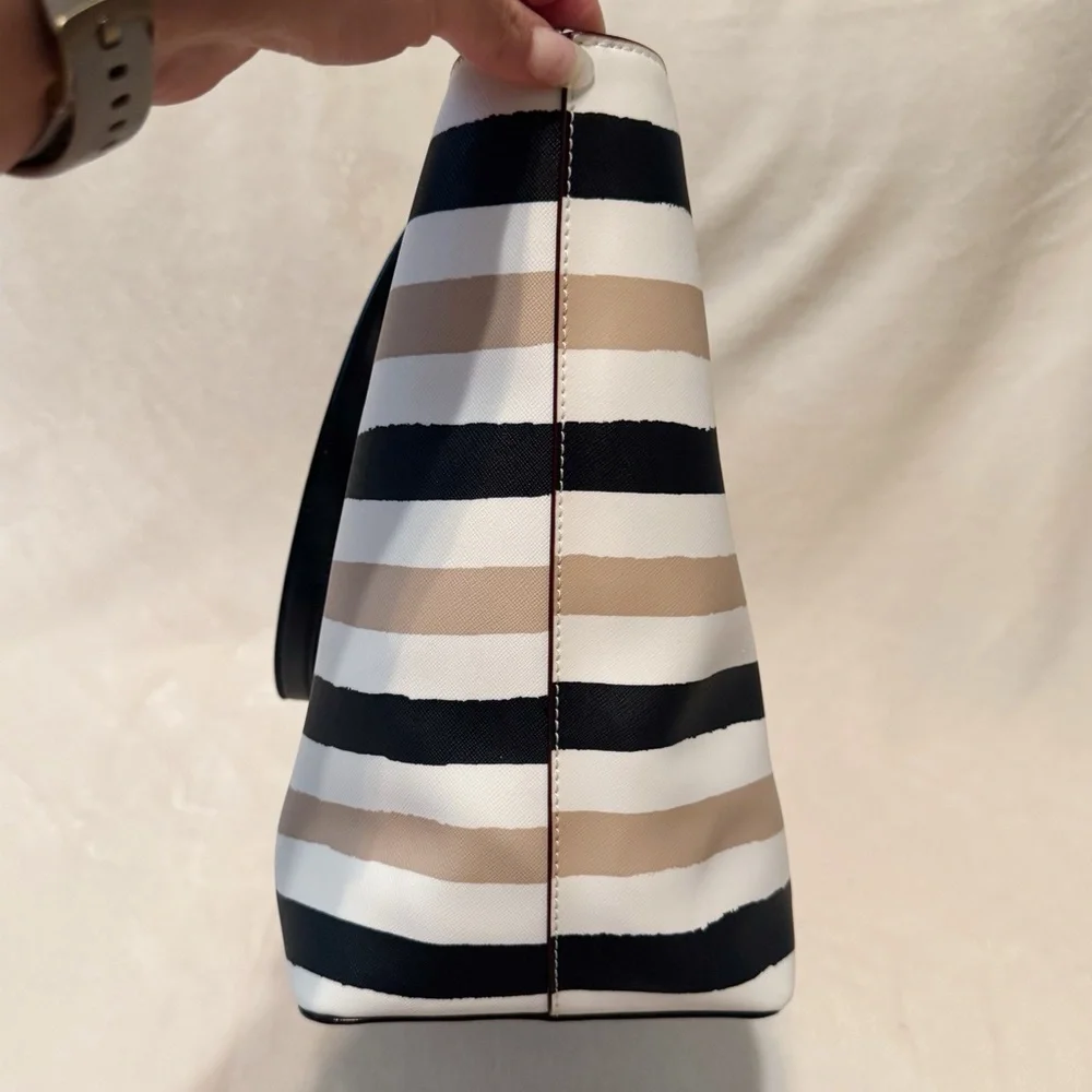 Kate Spade Grant Street Jules Large Tote Grainy Vinyl Striped Bag